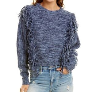Cosette Merino Wool Agnes Fringe Sweater Blue